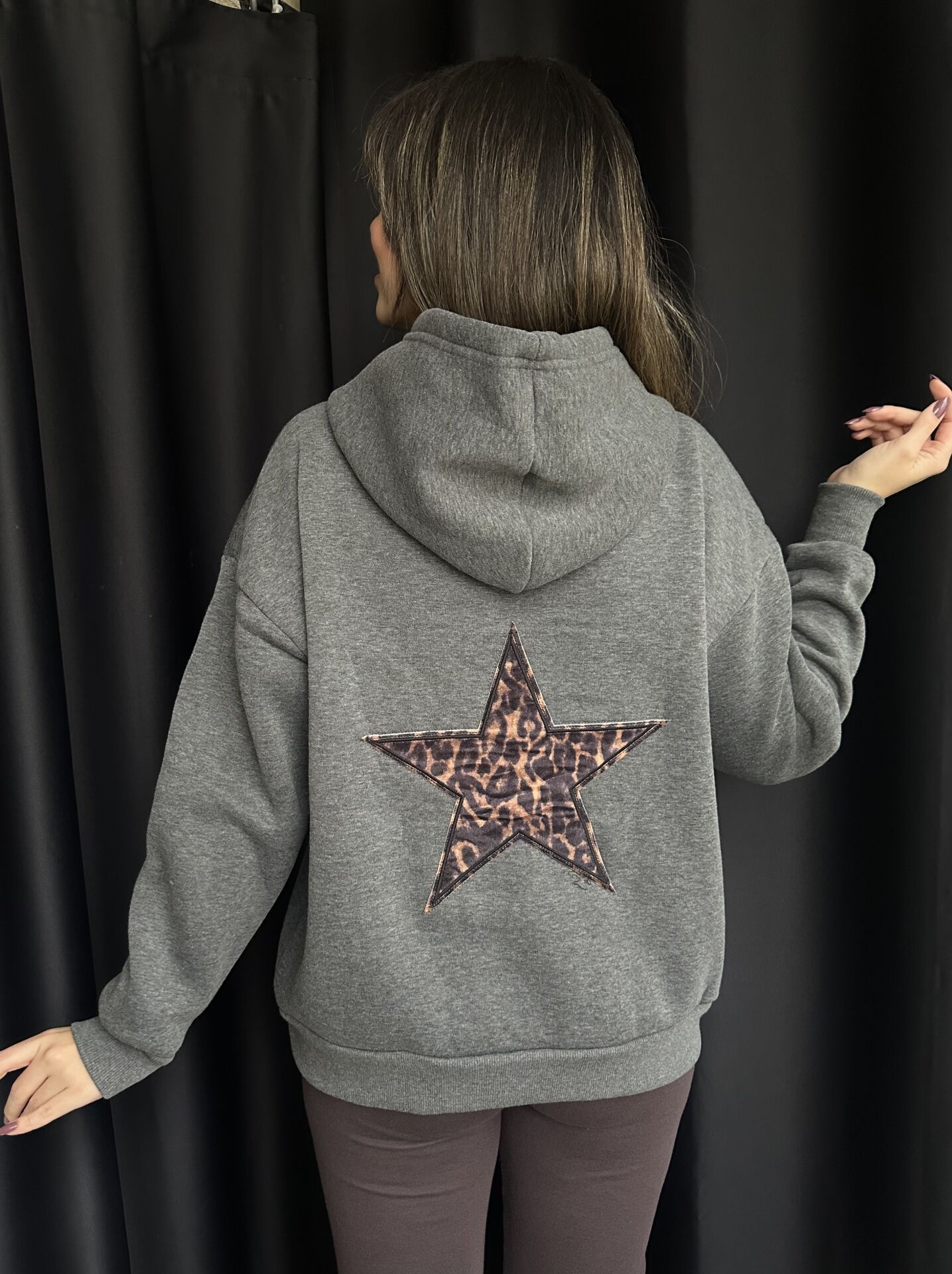 Antrasit Yıldız Detaylı  Sweatshirt