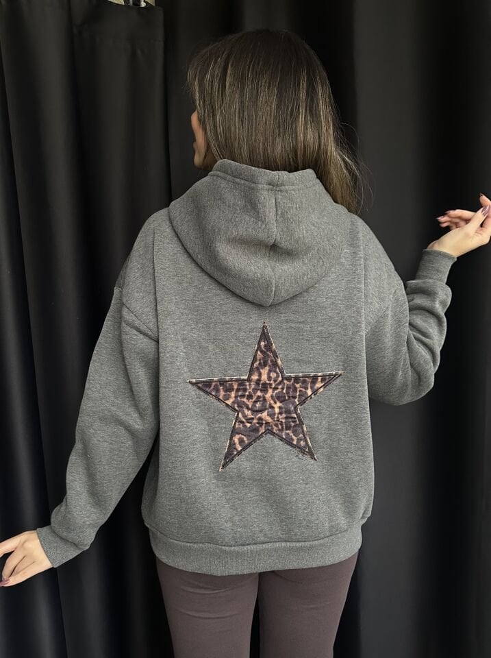 Antrasit Yıldız Detaylı  Sweatshirt
