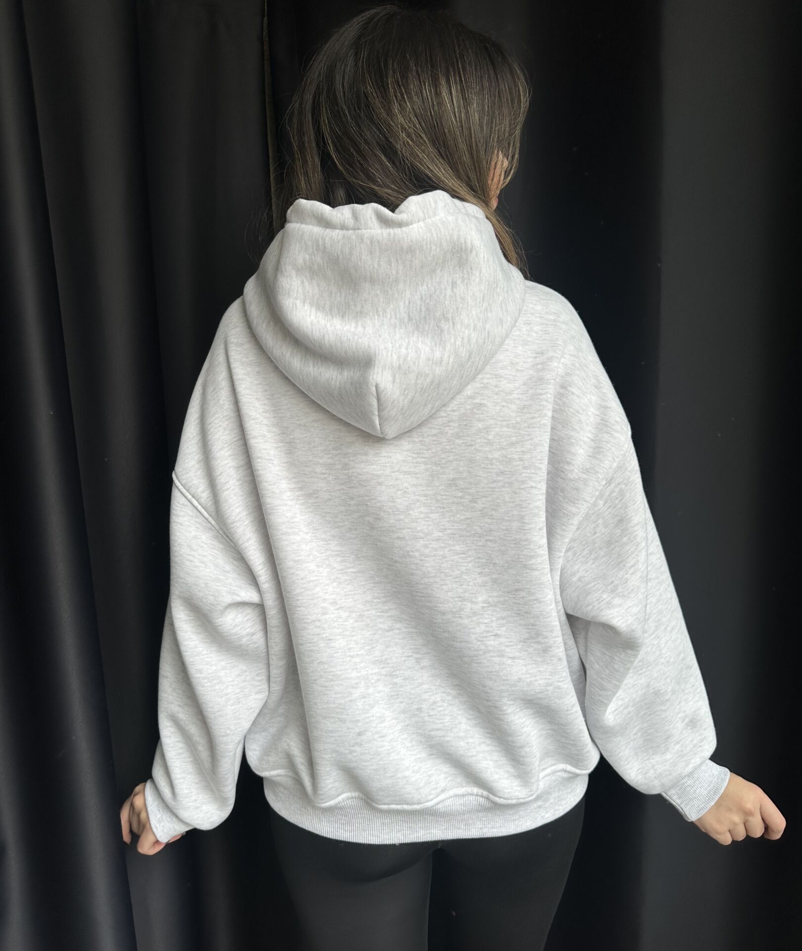 Kapüşonlu Cepli Gri Melanj Sweatshirt