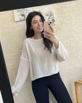 Taş Rengi Delikli Triko