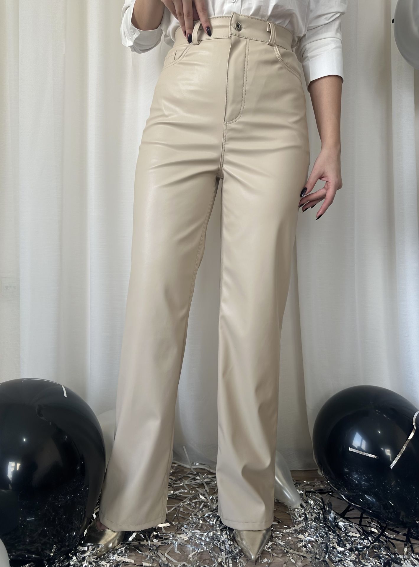 Krem Deri Palazzo Pantolon