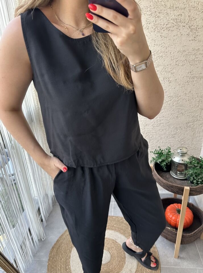 Siyah Kolsuz Tensel Takım