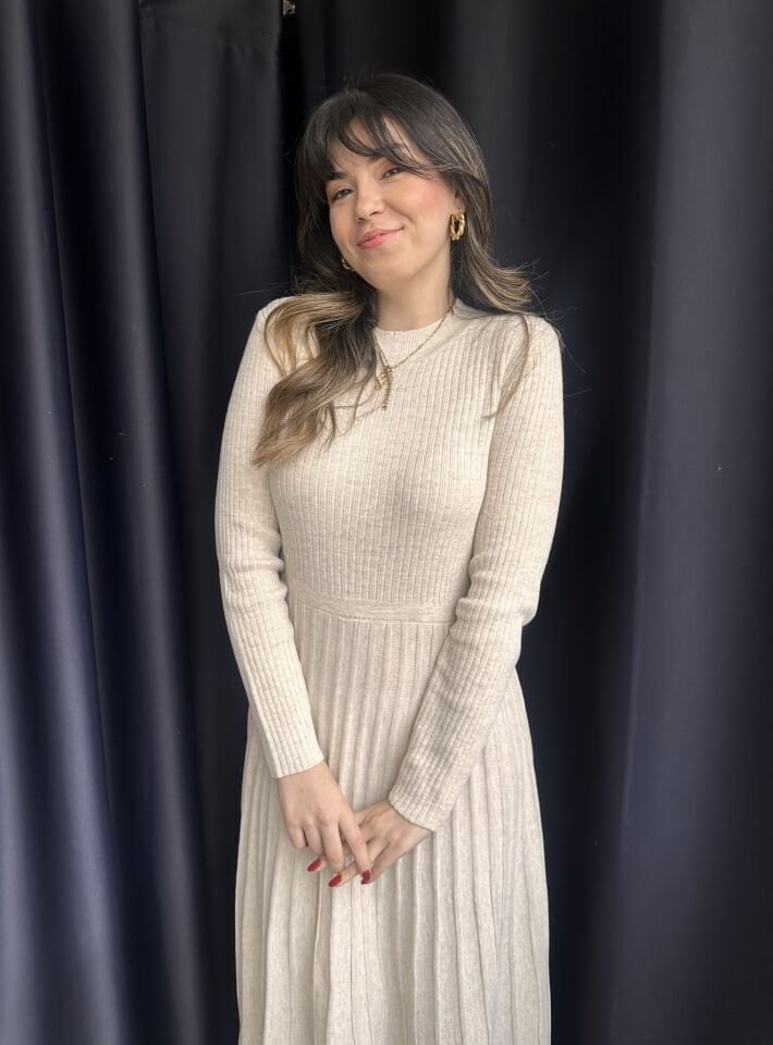 Kilya Taş Rengi Fitilli Elbise