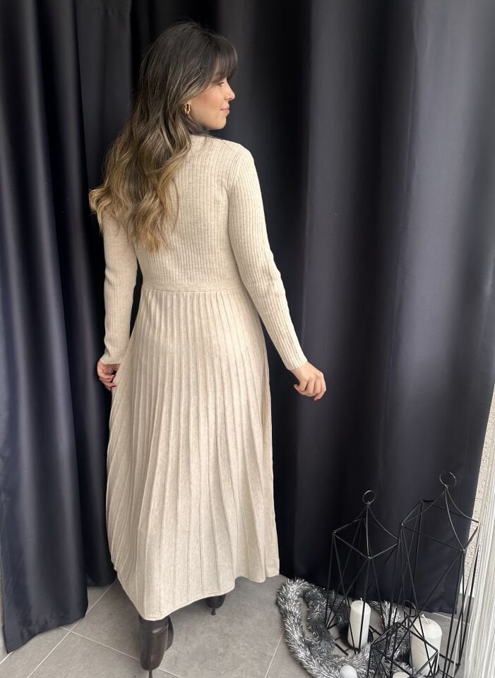 Kilya Taş Rengi Fitilli Elbise