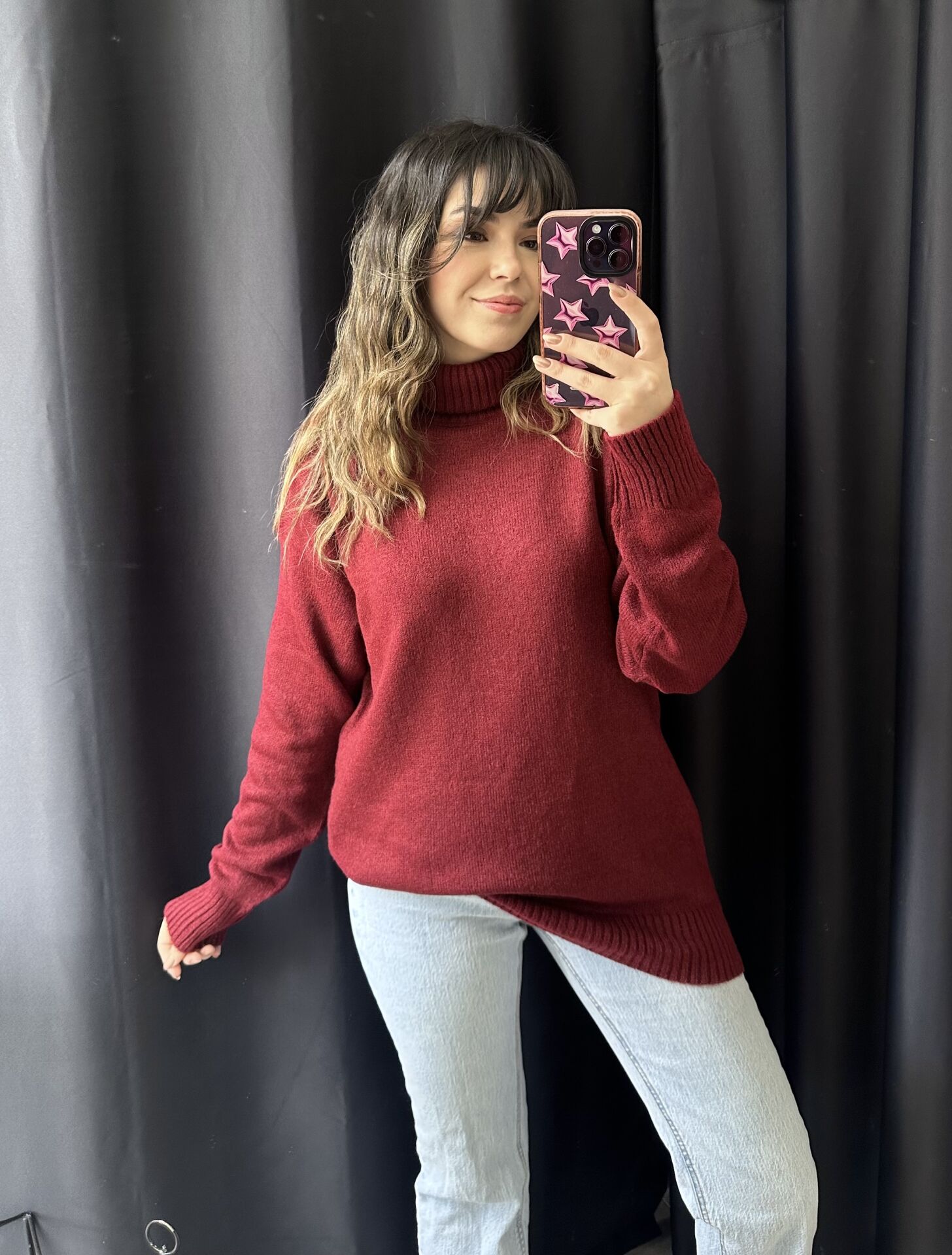 Boğazlı Bordo Triko Kazak