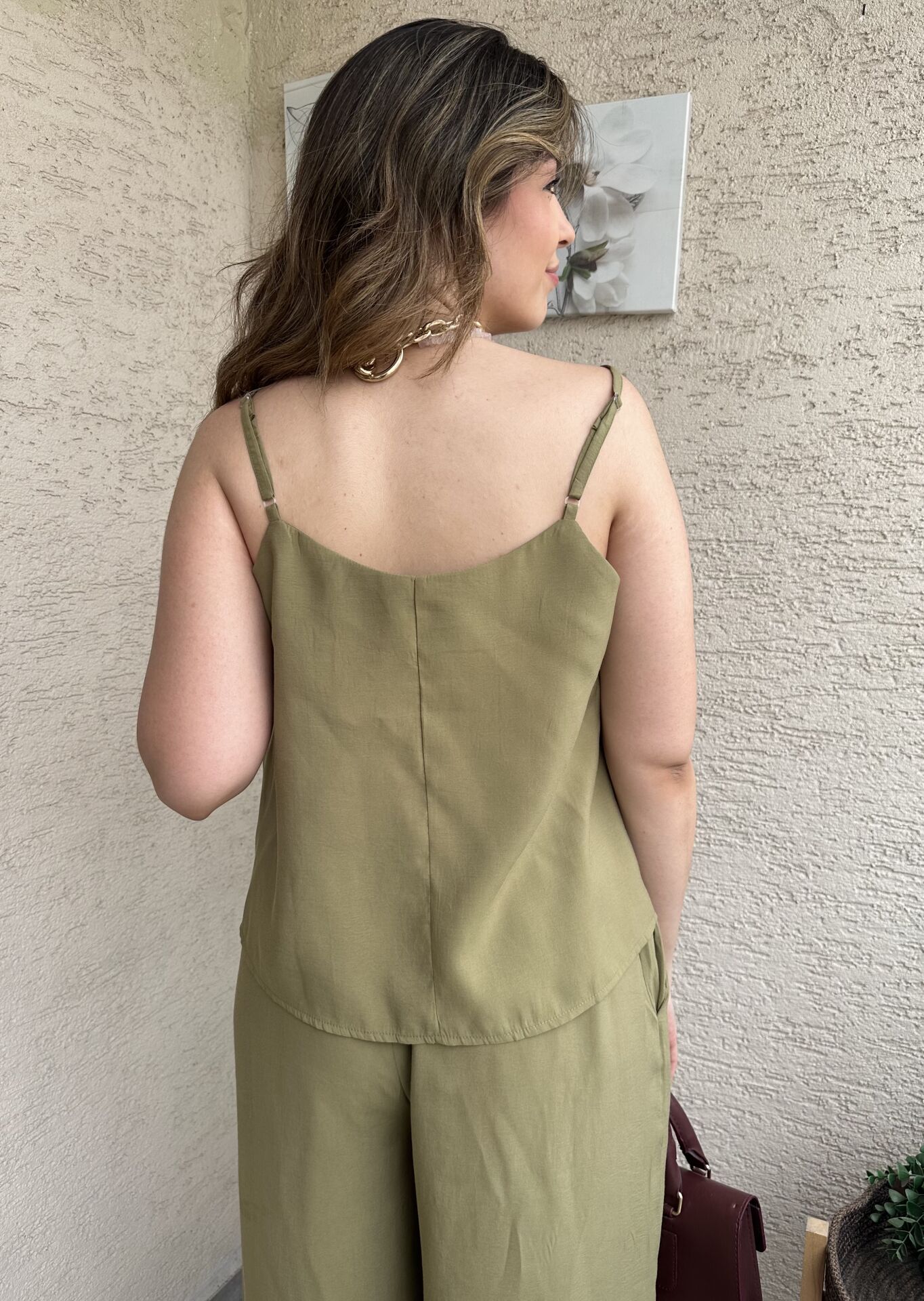 Yağ Yeşili İp Askılı Tensel Takım