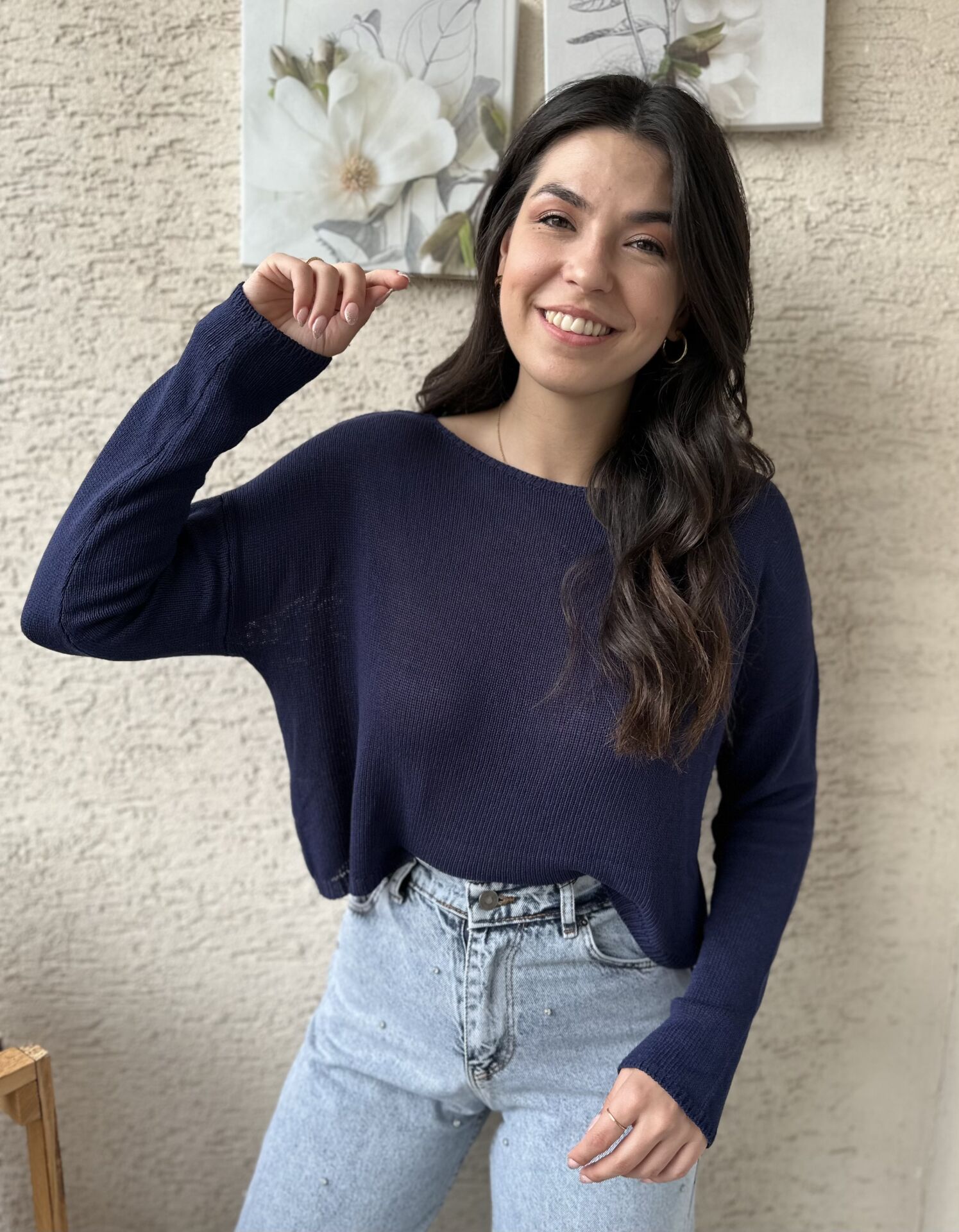 Kayık Yaka Triko Lacivert