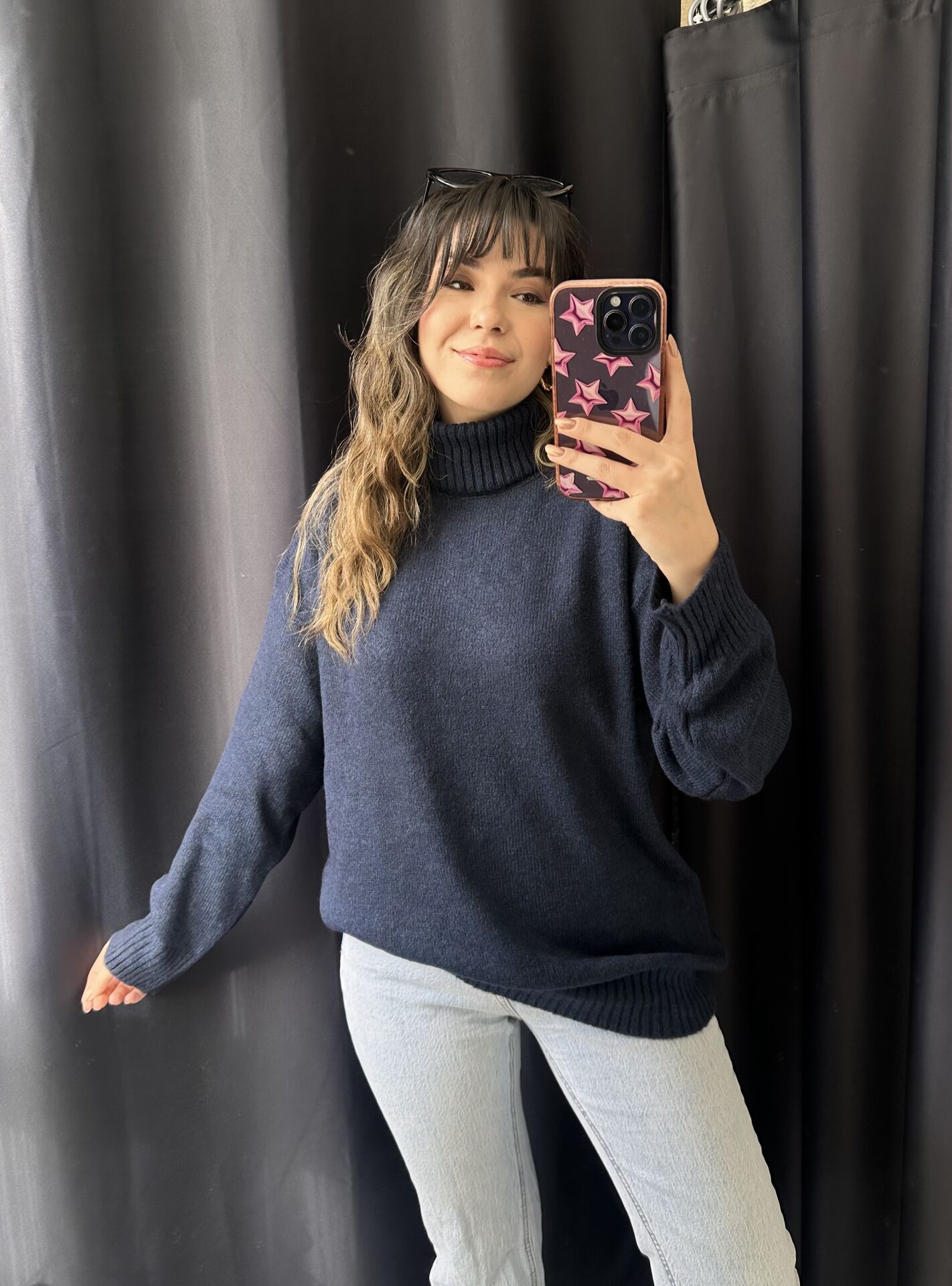 Boğazlı Lacivert Triko Kazak