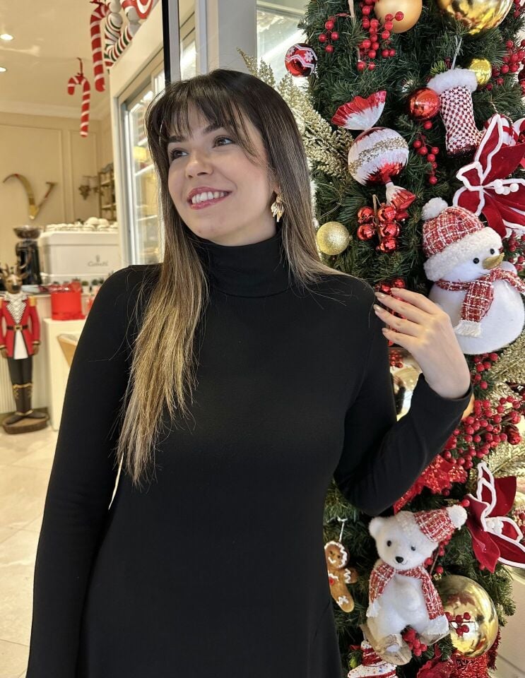 Çilek Siyah Yırtmaçlı Elbise