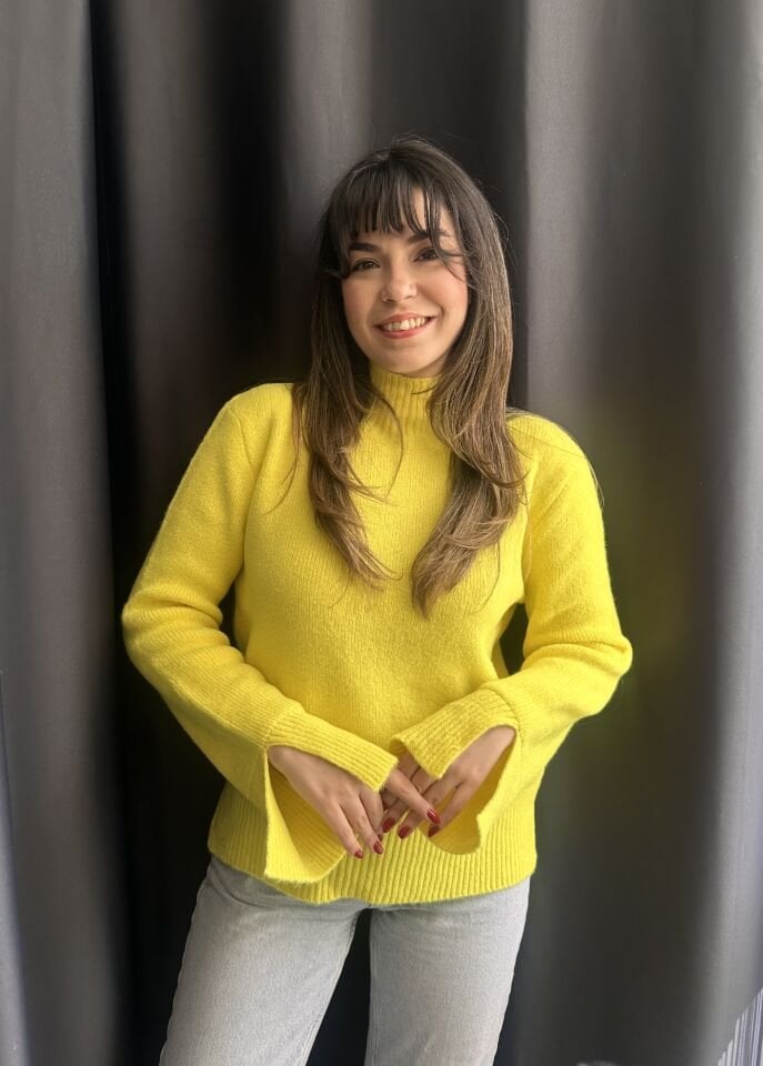 Sarı Kolu Yırtmaçlı Basic Kazak