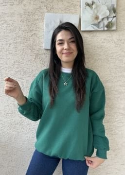 Omuz Dikiş Detaylı Oversiz Sweat Yeşil