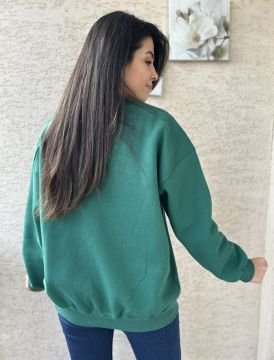 Omuz Dikiş Detaylı Oversiz Sweat Yeşil