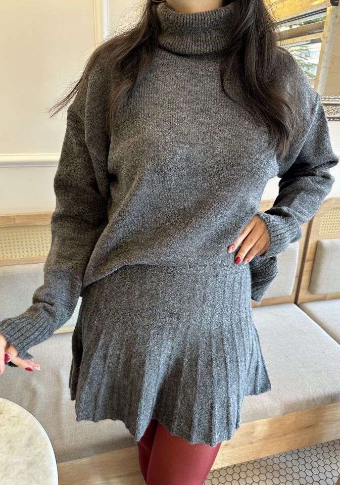 Ella Antrasit Etek Kazak Takım