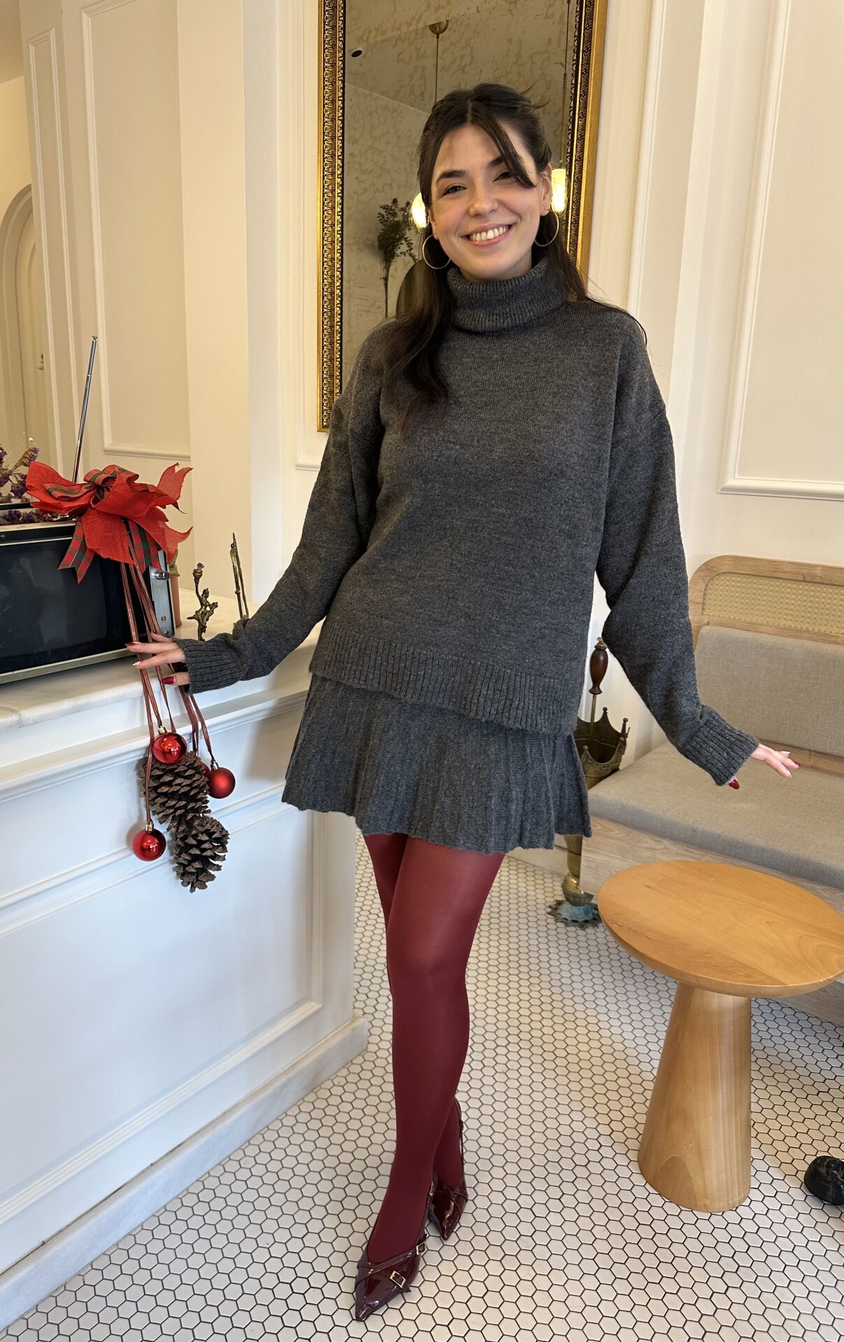 Ella Antrasit Etek Kazak Takım