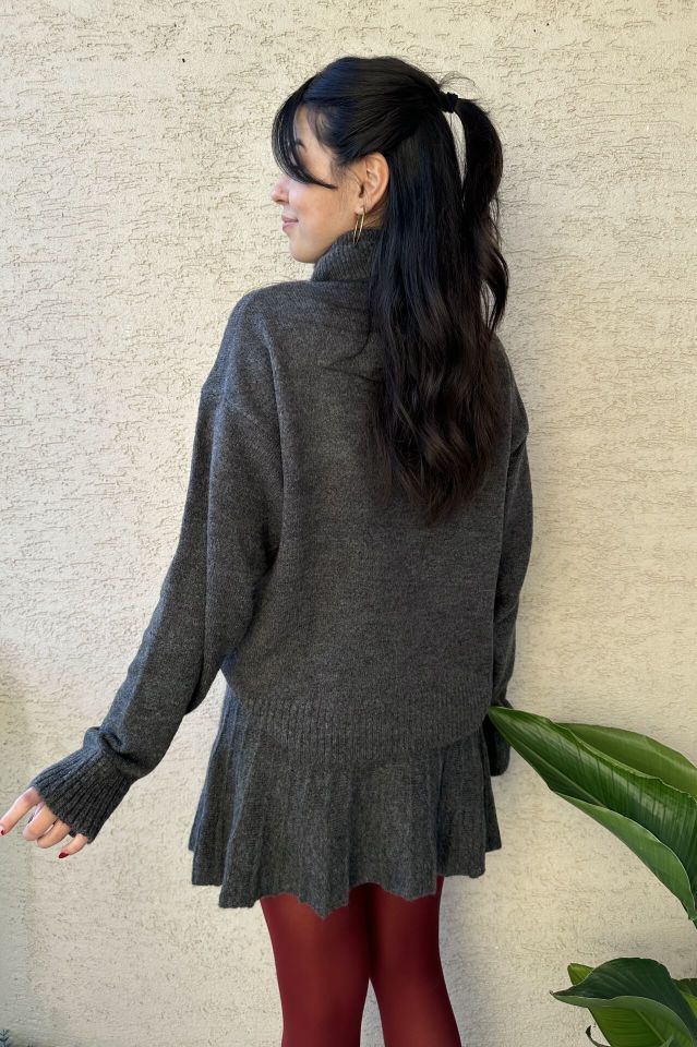 Ella Antrasit Etek Kazak Takım