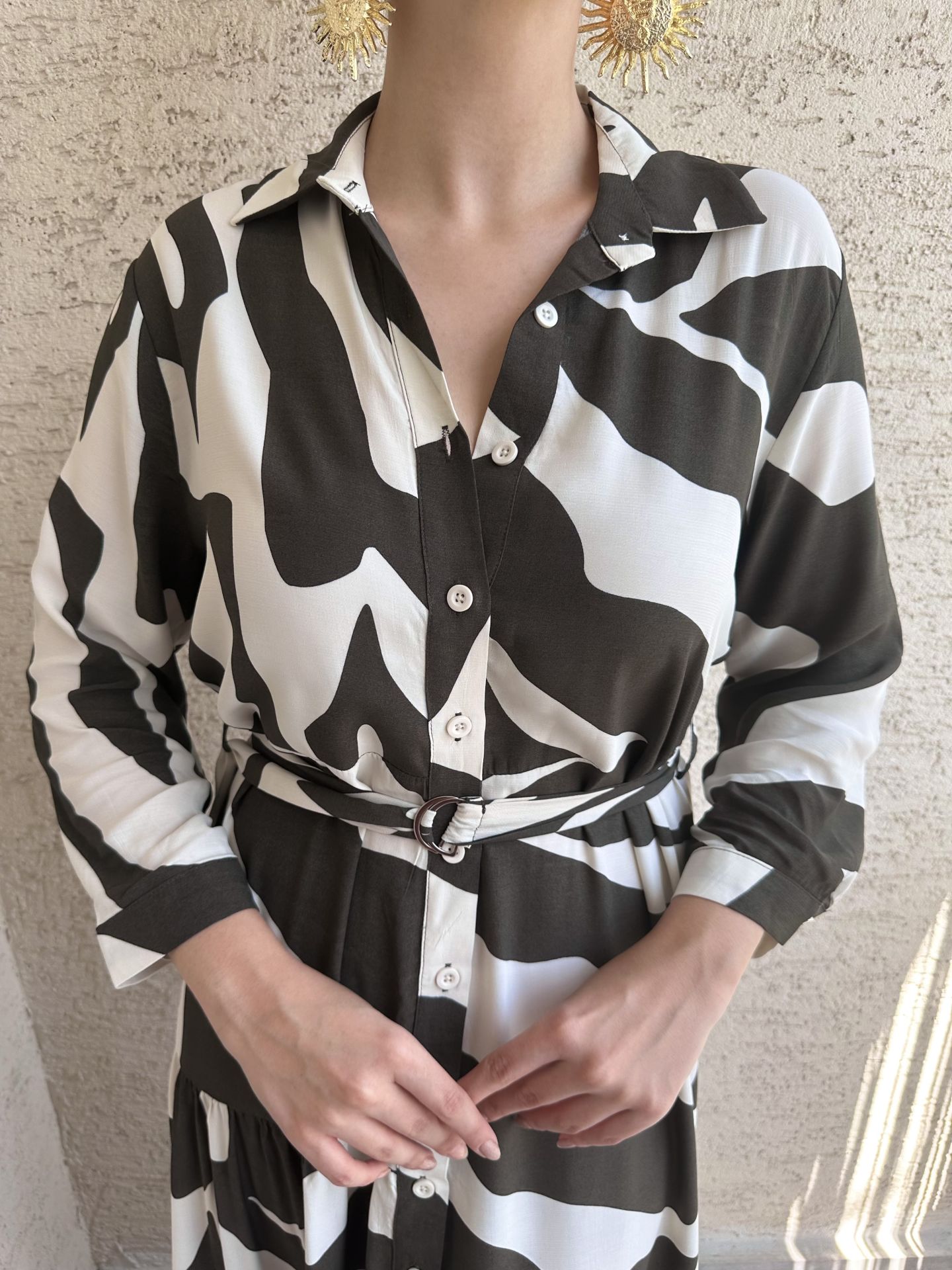 ZR Zebra Desenli Maksi Elbise