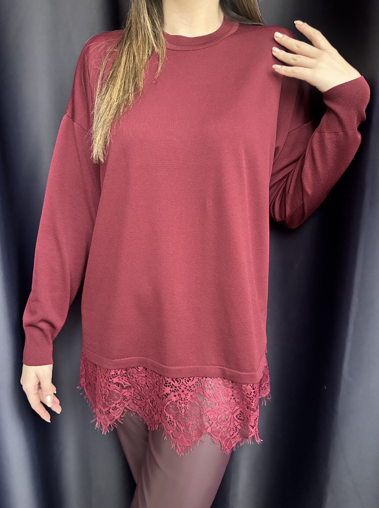 Bordo Dantelli Merserize Triko