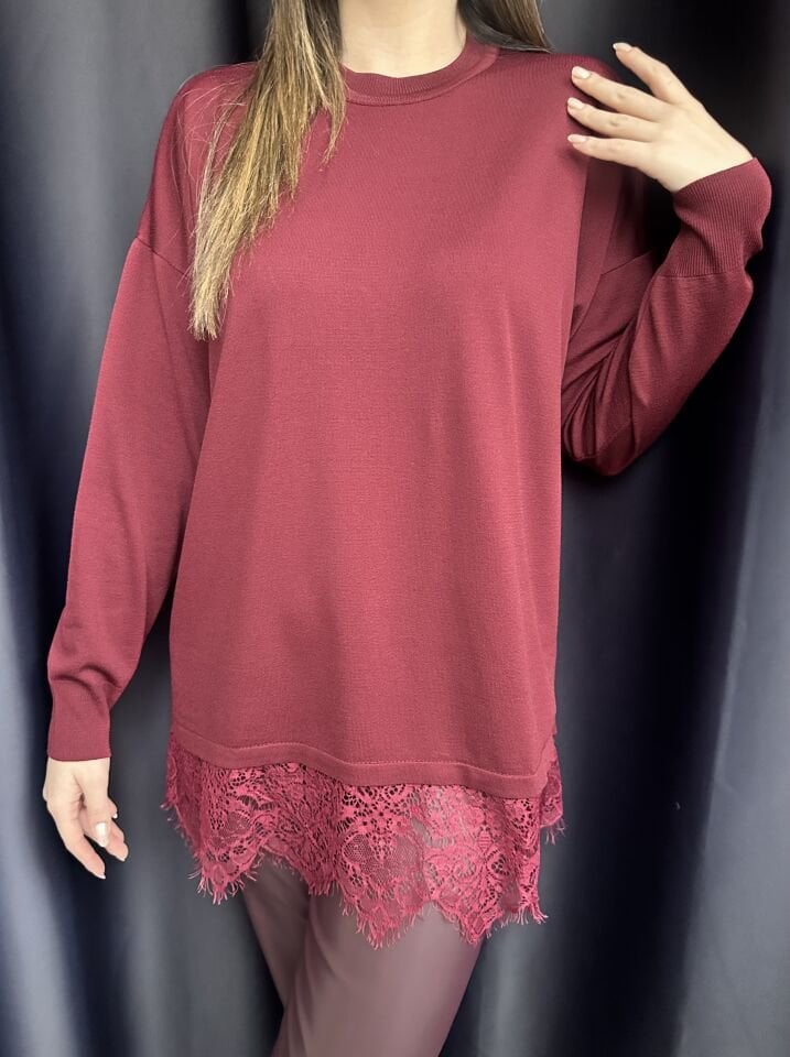 Bordo Dantelli Merserize Triko