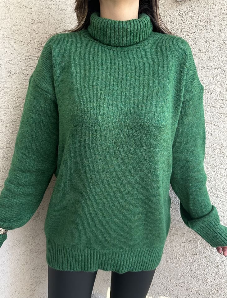 Boğazlı Benetton Yeşili Triko Kazak