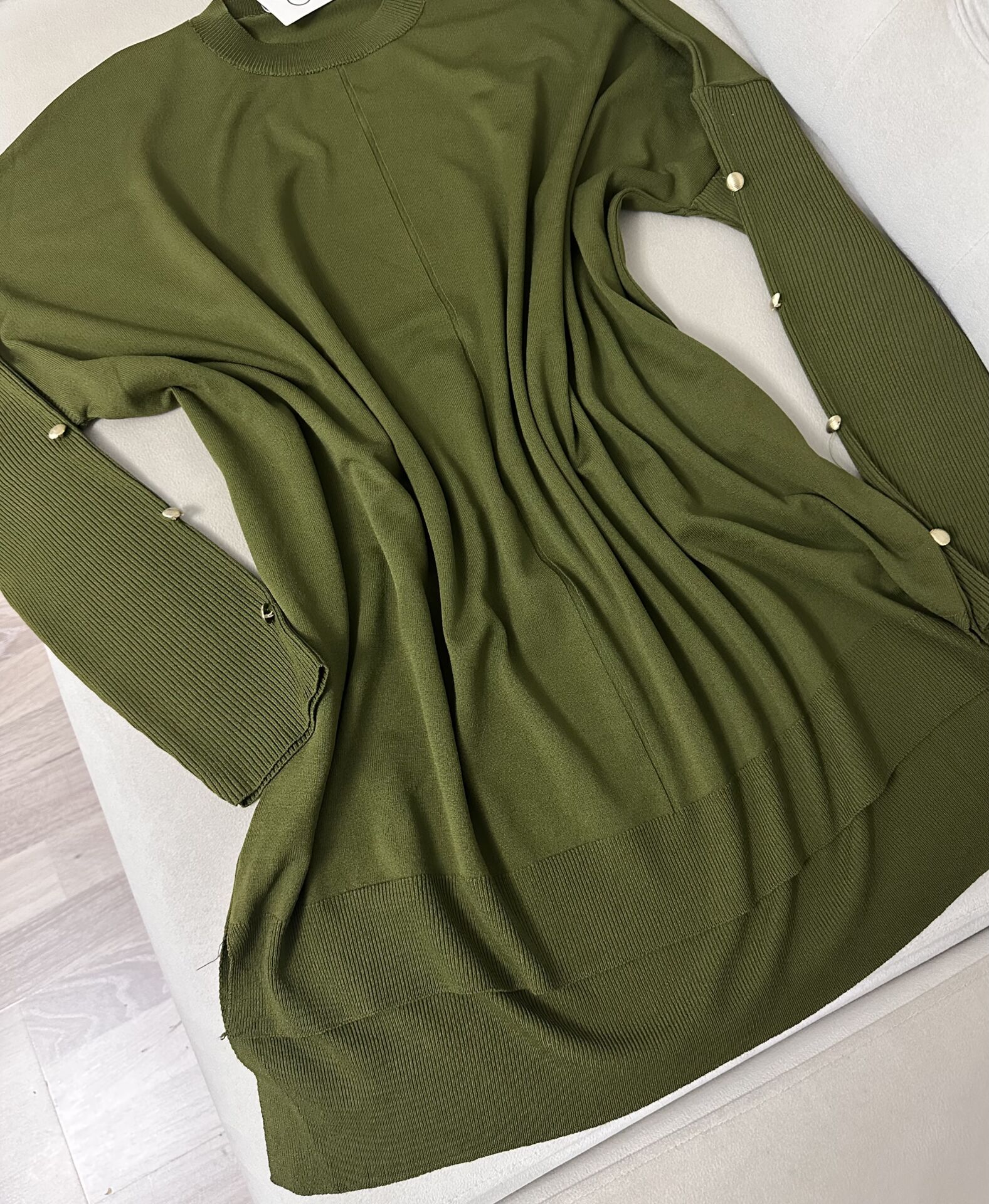 Haki Gold Düğmeli Merserize Triko