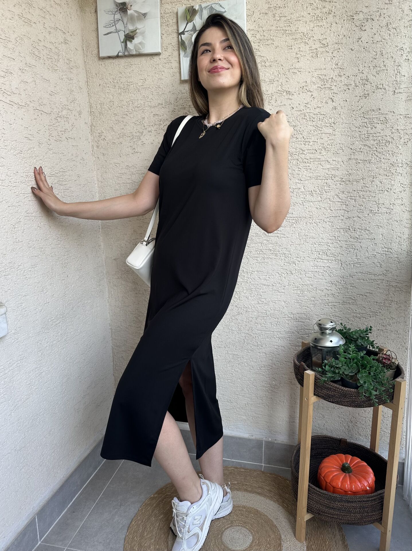 Kısa Kollu Modal Basic Elbise Siyah