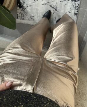 Bronze Varaklı Wide Leg Pantolon