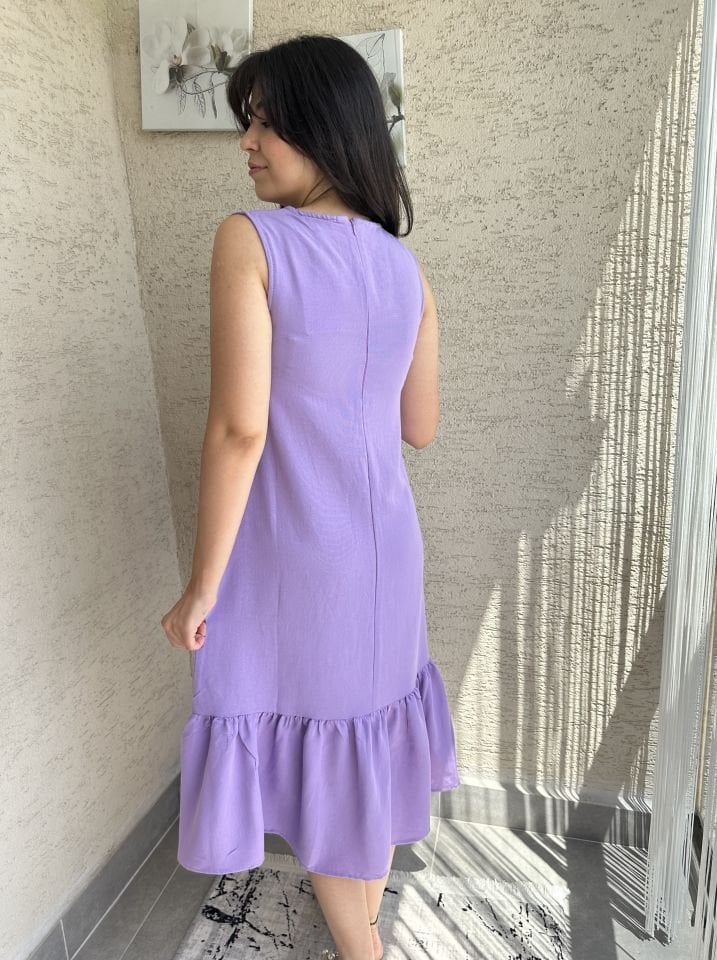 Lila Keten Midi Elbise