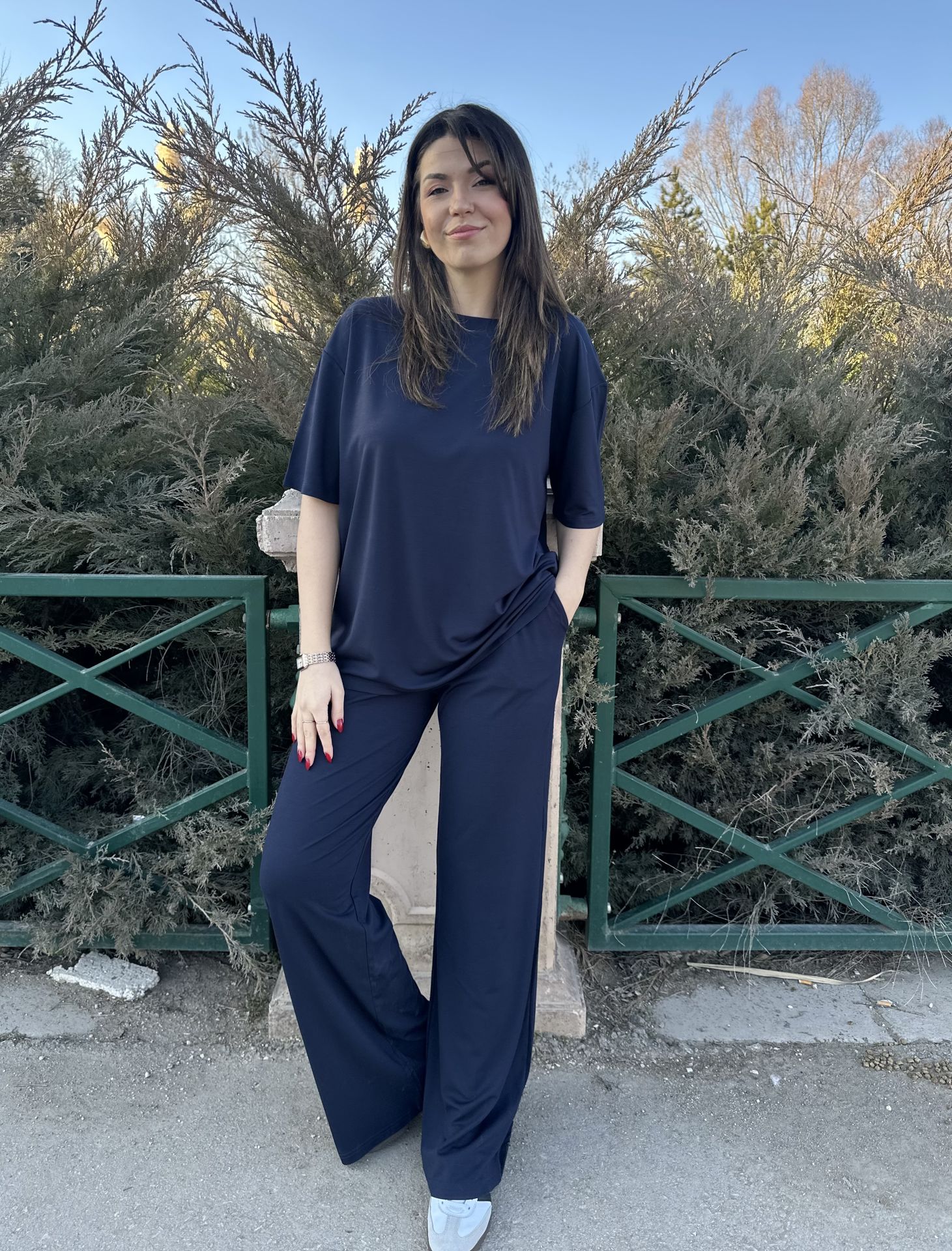 Lacivert Modal Kısa Kollu Takım