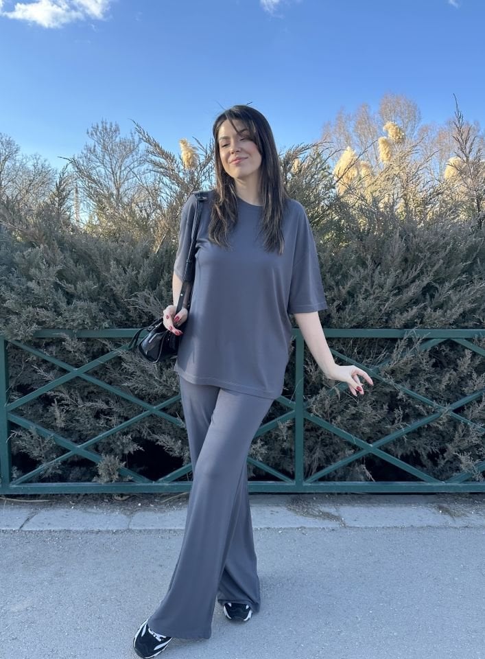 Füme Kısa Kollu Modal Takım