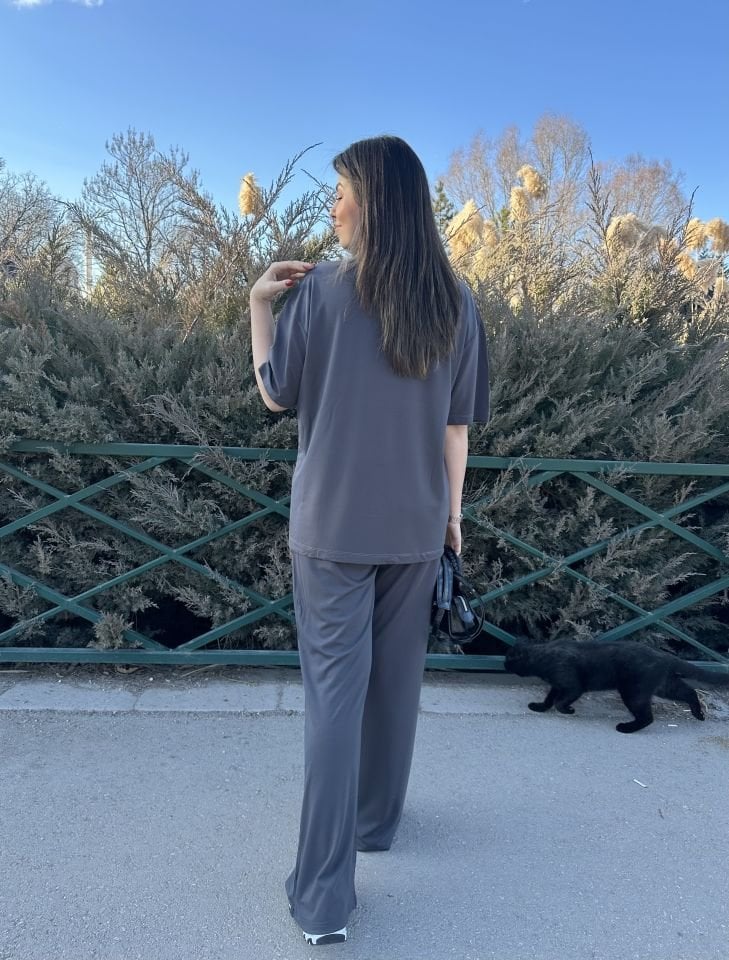 Füme Kısa Kollu Modal Takım