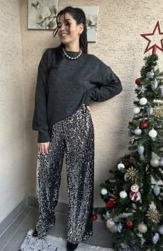 Gümüş Payetli Pantolon