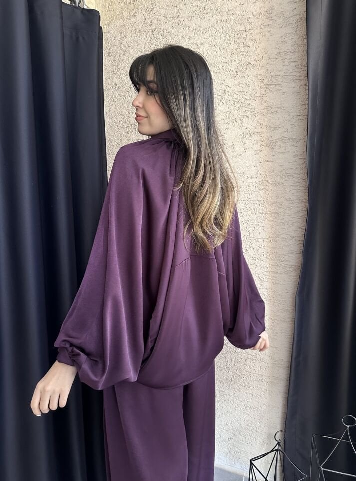 Bordo Şalvar Saten Takım