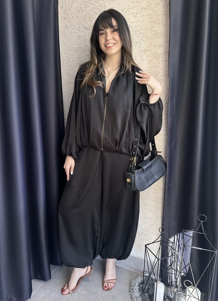 Siyah Şalvar Saten Takım