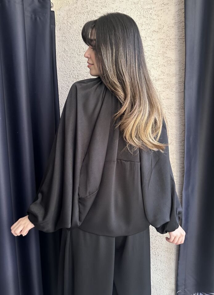 Siyah Şalvar Saten Takım