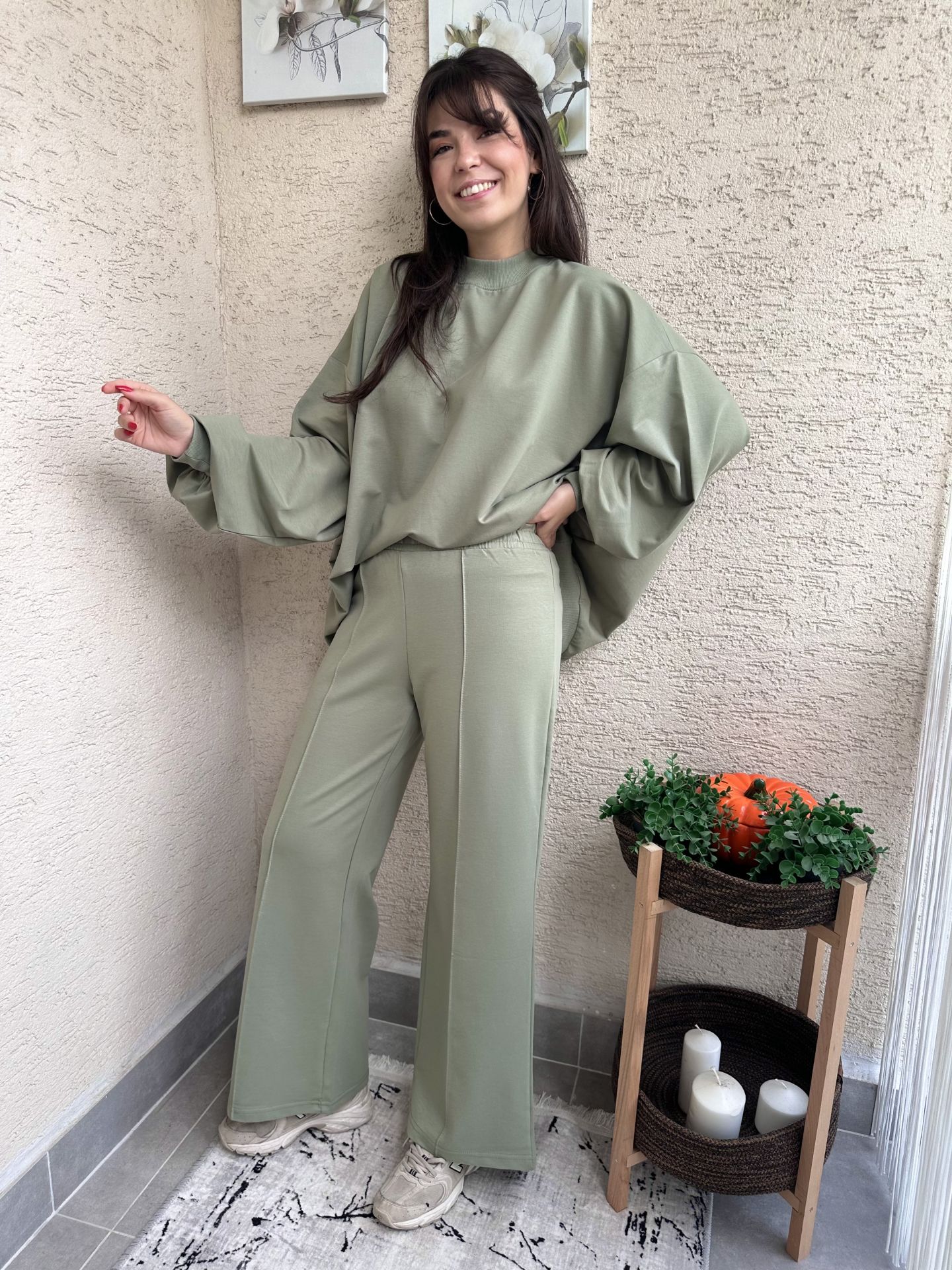 Çağla Yeşili Çımalı Eşofman Altı