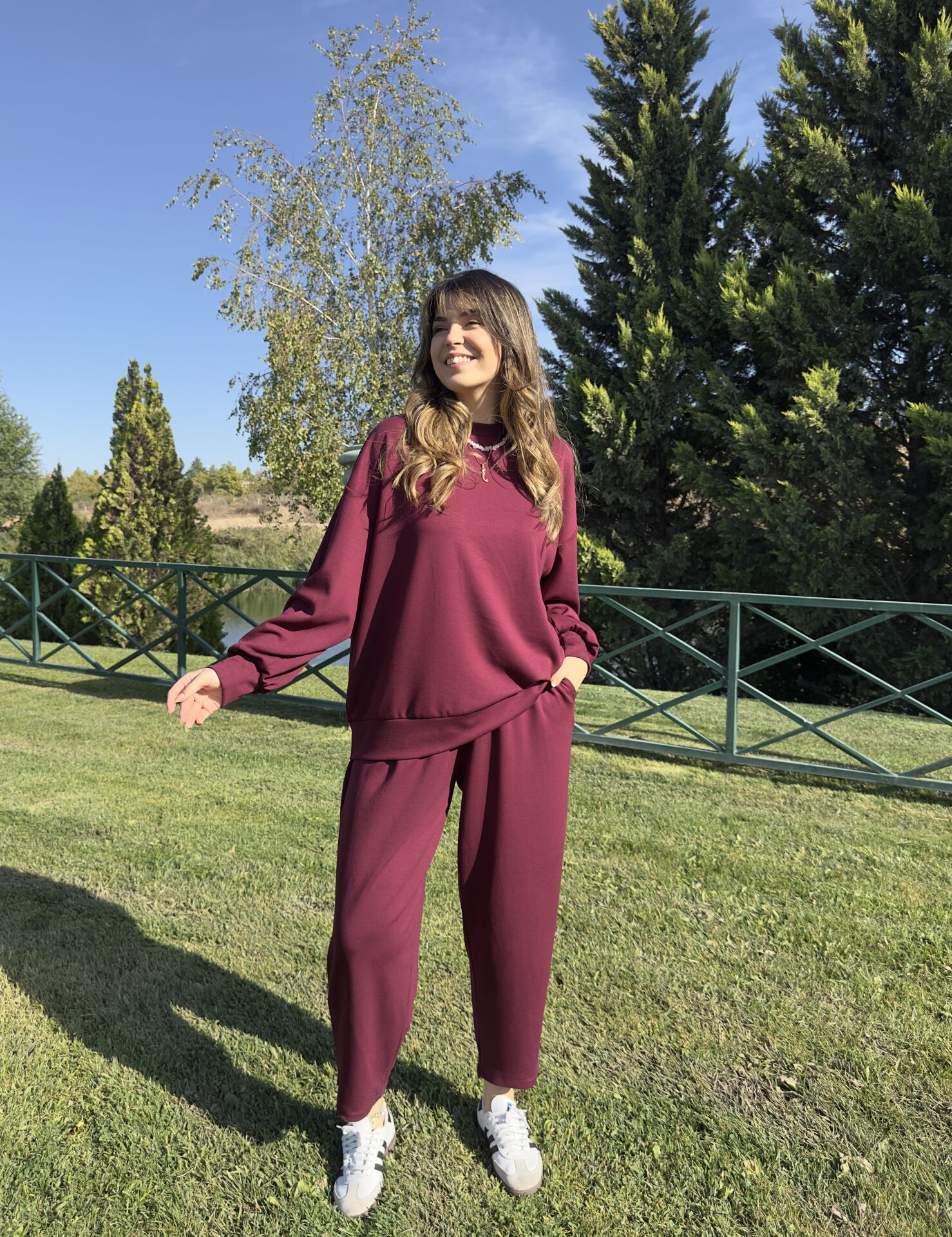 Karen Bordo Oversize Sweatshirt Takım
