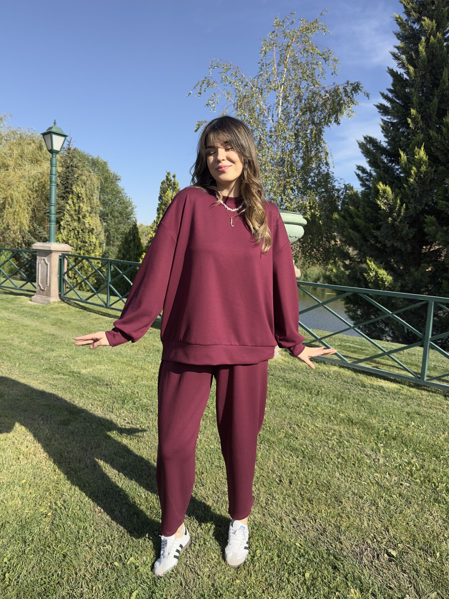 Karen Bordo Oversize Sweatshirt Takım