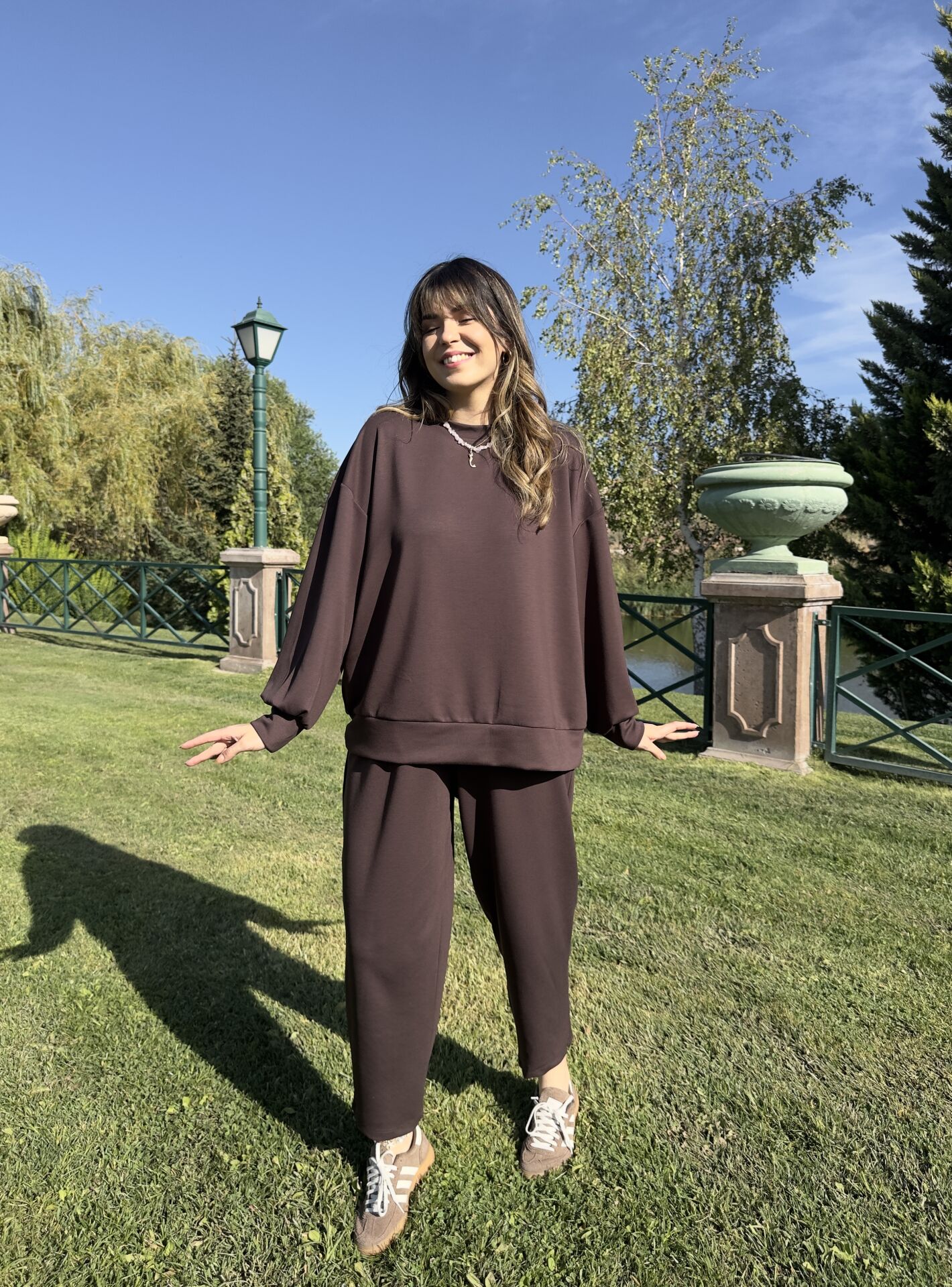 Karen Kahve Oversize Sweatshirt Takım