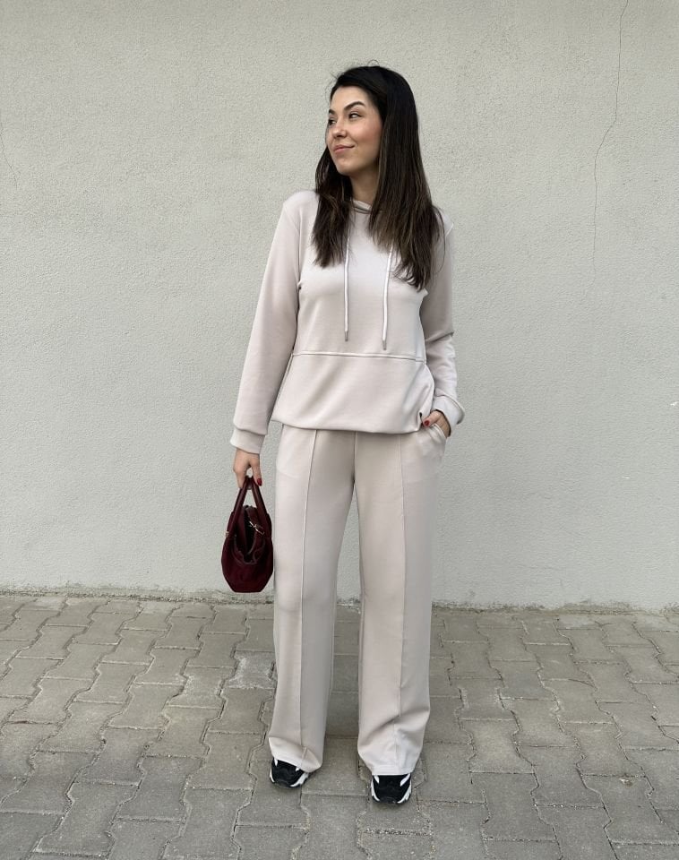 Taş  Rengi Uzun Kollu Modal Takım