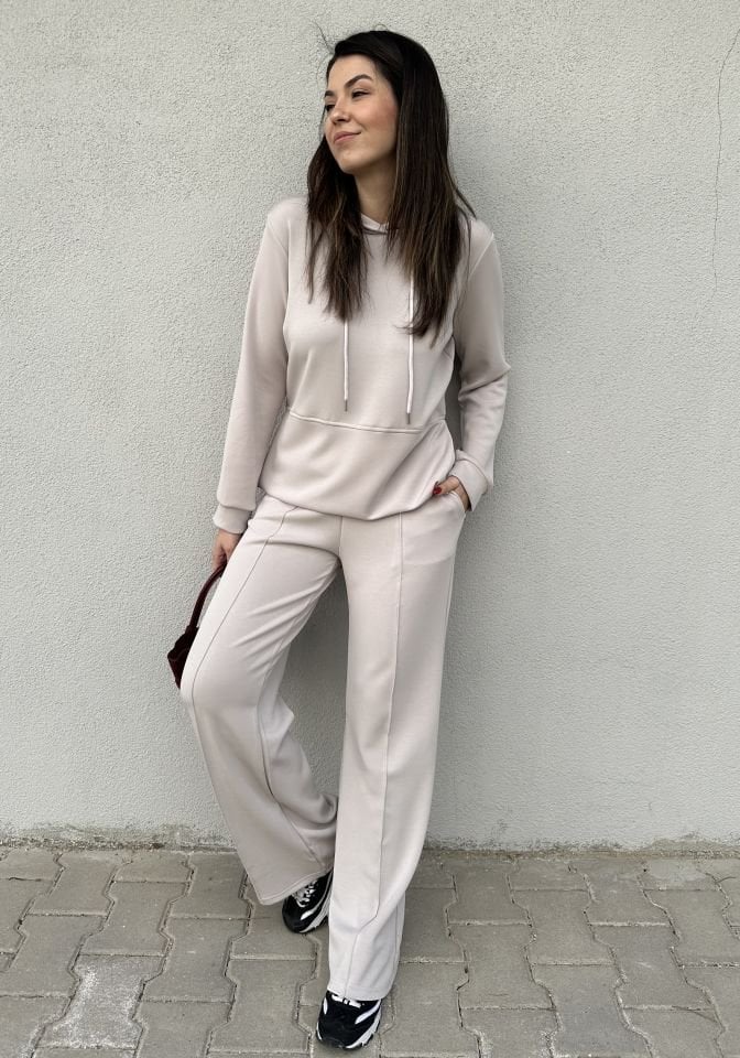 Taş  Rengi Uzun Kollu Modal Takım