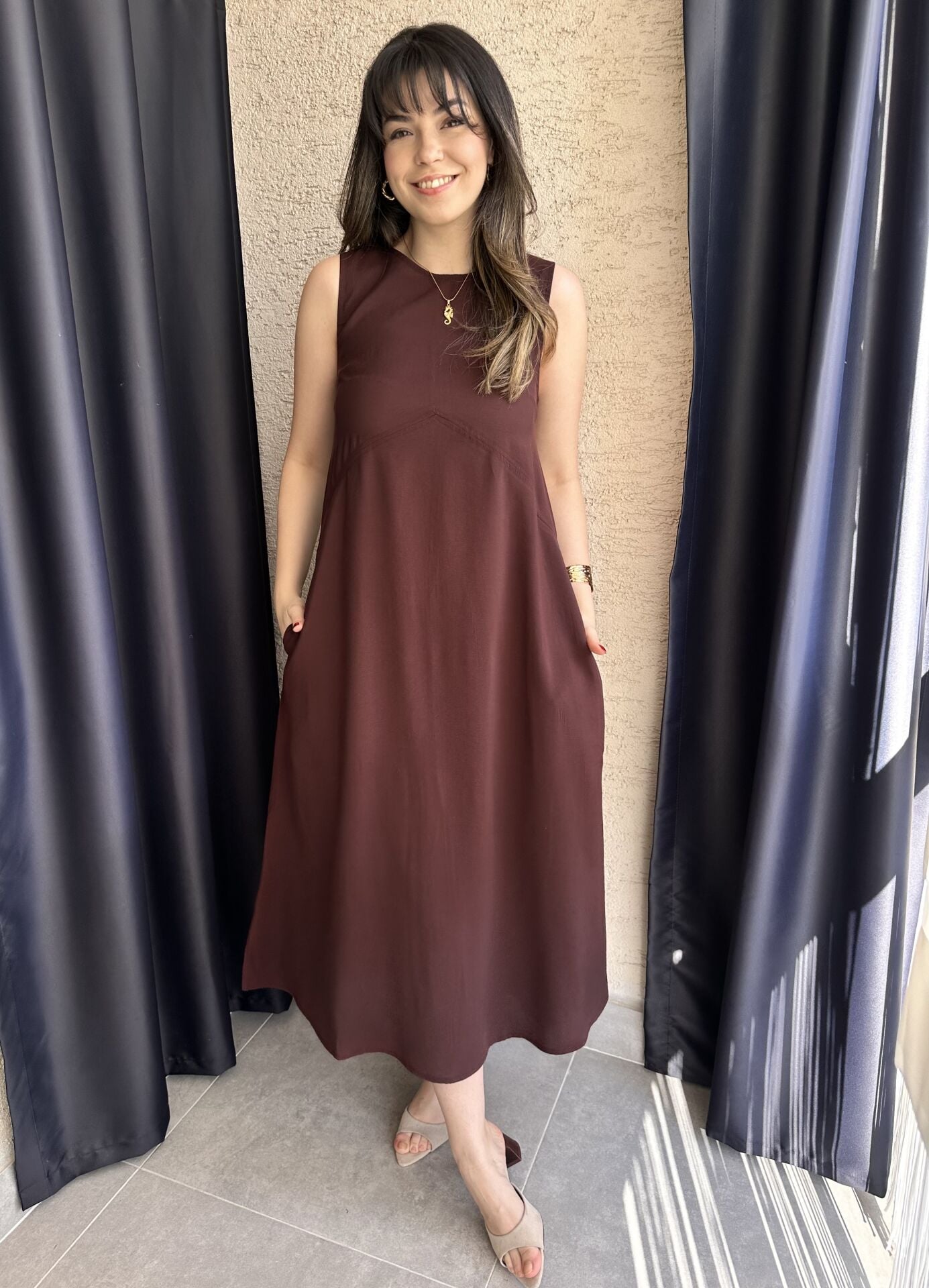 CS Bordo Basic Tensel Elbise