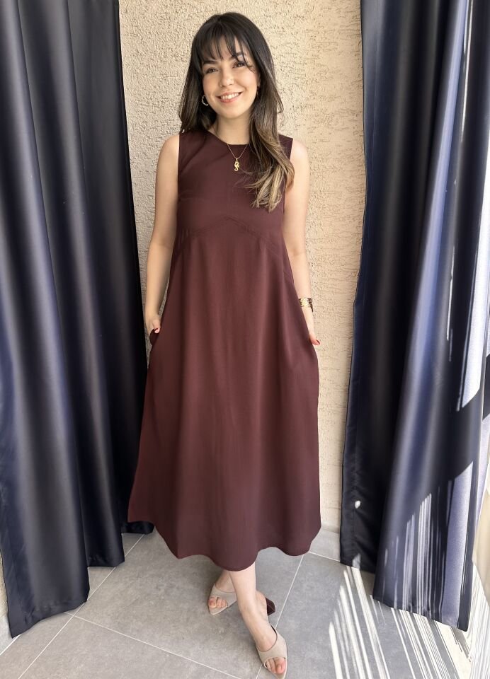 CS Bordo Basic Tensel Elbise