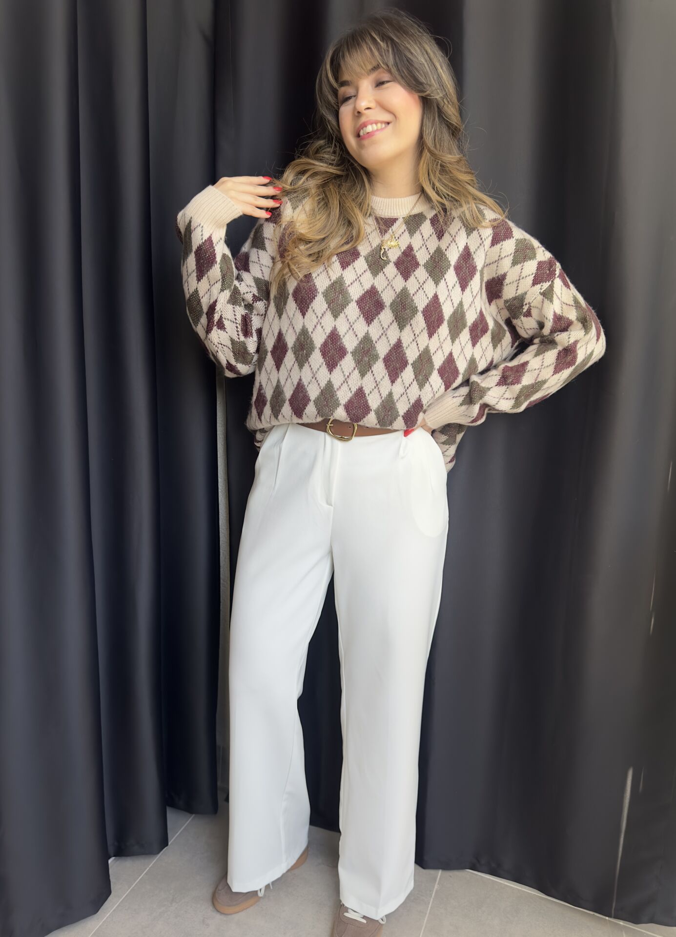 Beyaz Pileli Palazzo  Pantolon