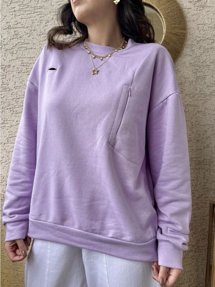 Lila Pencereli Sweat