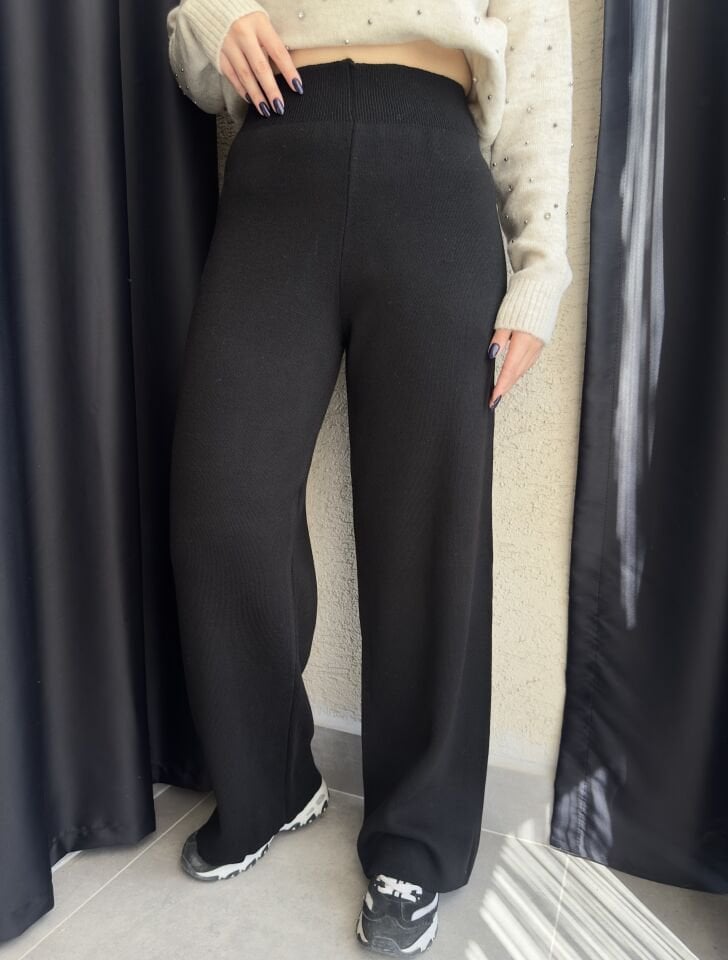 Siyah Triko Palazzo Pantolon