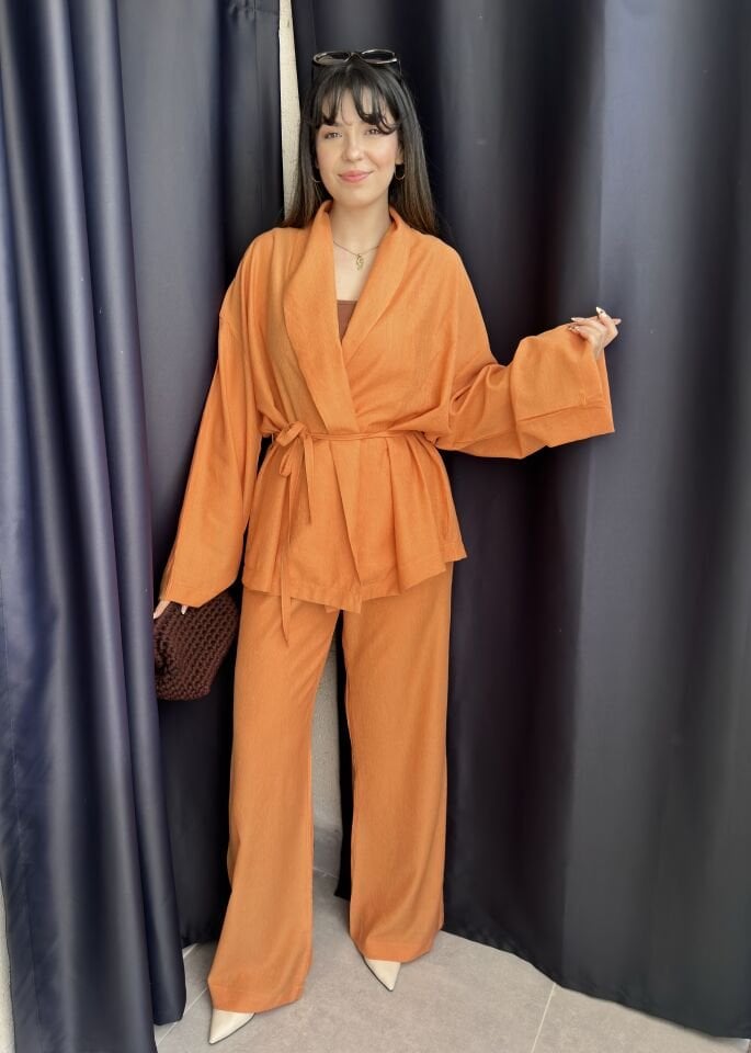 ZR Model Kimono Takım-Turuncu