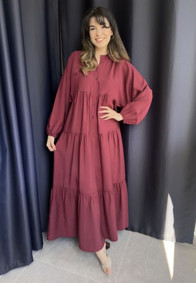 Katleya Bordo Maksi Elbise