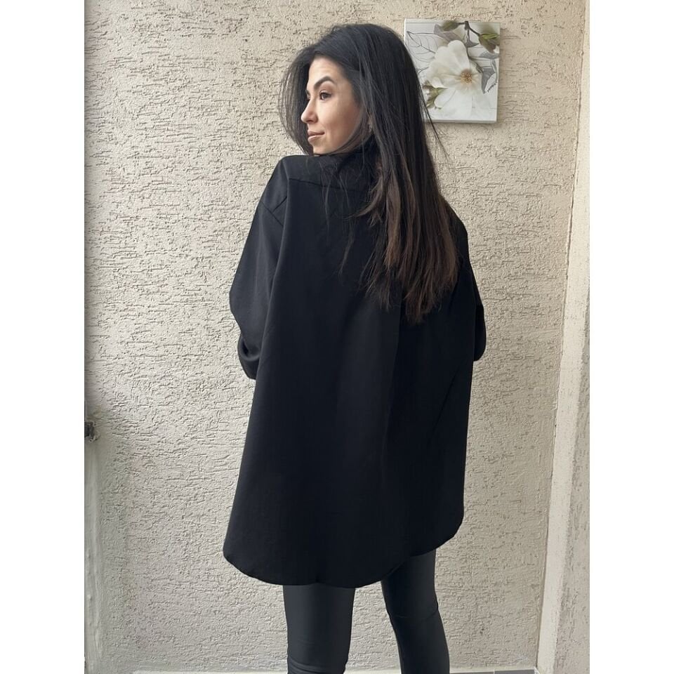 Siyah Vatkalı Gömlek