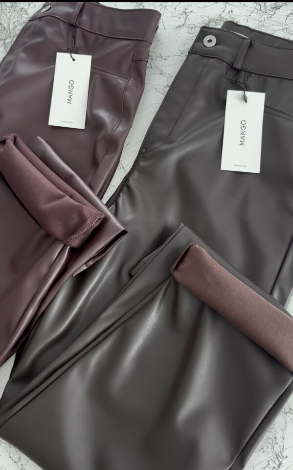 Acı Kahve Boru Paça Deri Pantolon