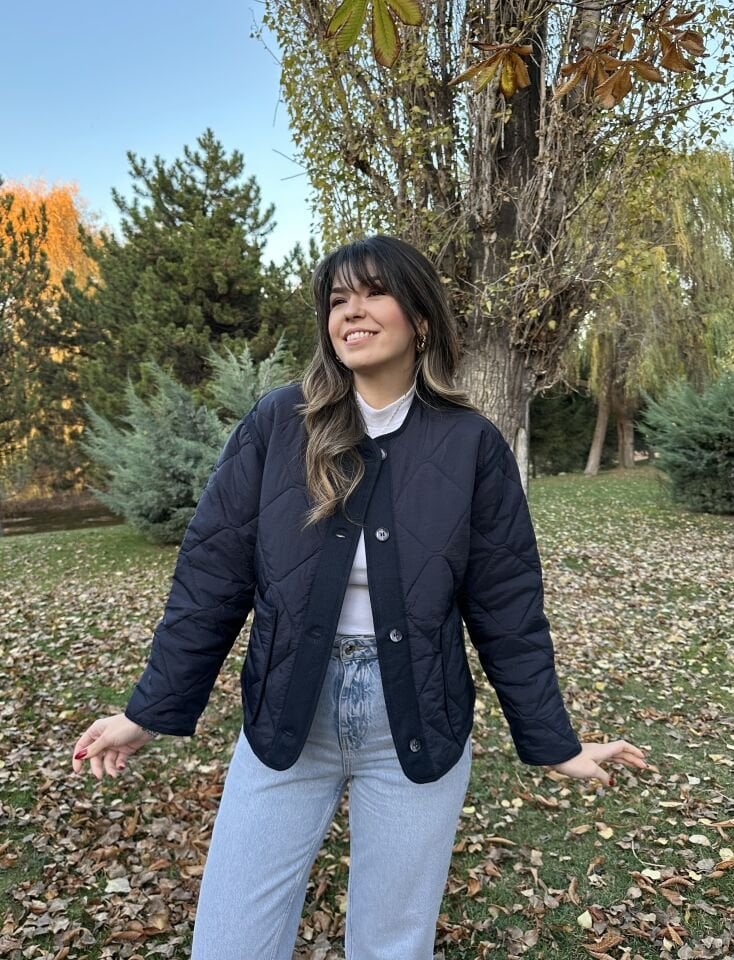 Lacivert Cepli Kapitone Ceket